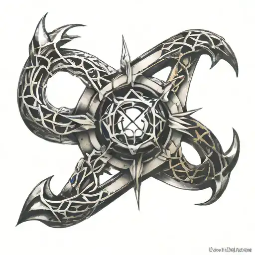 Kingdom Hearts Heartless Symbol On Top Of Full Metal Alchemist Transmutation Circle
