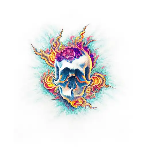 Skull Engulfed In Swirling Fire