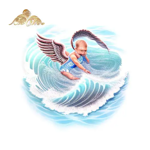 Ocean Wave With Angel Wings And The Words I Love You Forever