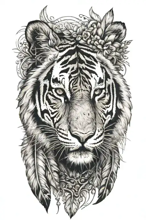 Tiger With Feathers Dangling