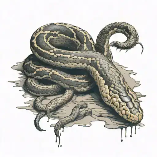 Wounded Human Foot Beside Dead Snake