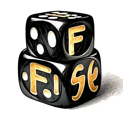 Two Dice Rolling With Letter F On Each Side