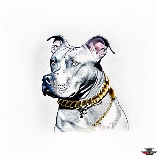 Aggresive Pitbull And Big Gold Chains