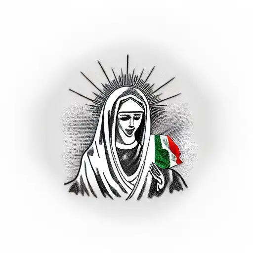 Virgin Mary Wearing Mexico Flag As Gown