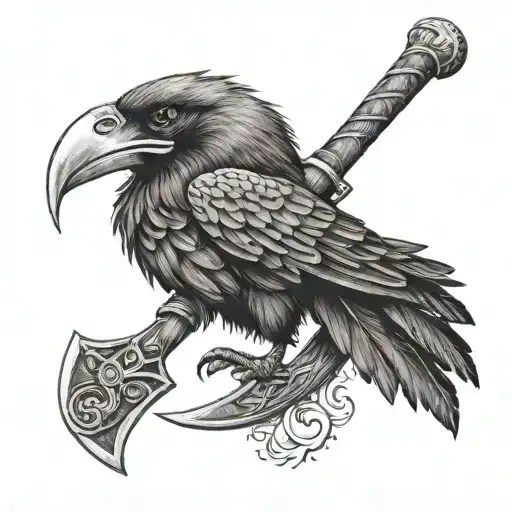 Viking Axe With Raven