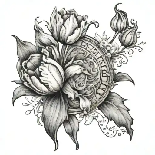 Tulips And Zodiac Sign Aquarius