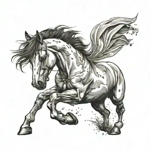 An Old Horse With Broken Leg