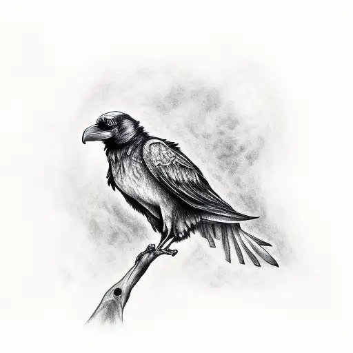 A Menacing Looking Raven Sitting On A Branch