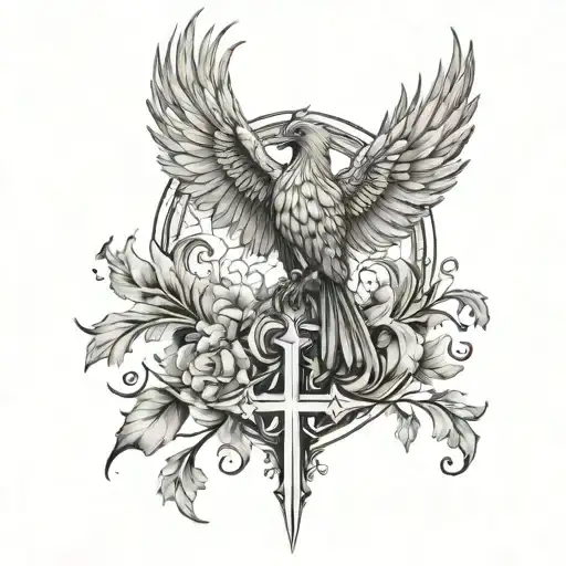 Phoenix Behind Cross