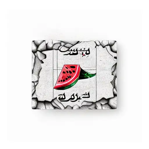Watermelon Slice With Free Palestine In Arabic Writing Around It
