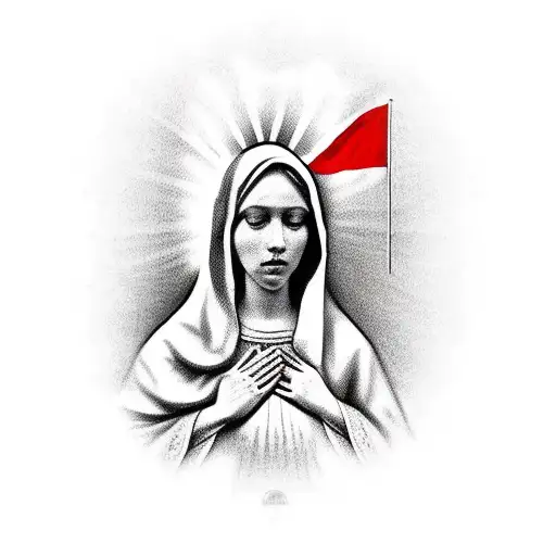 Virgin Mary Wearing Mexico Flag As Gound