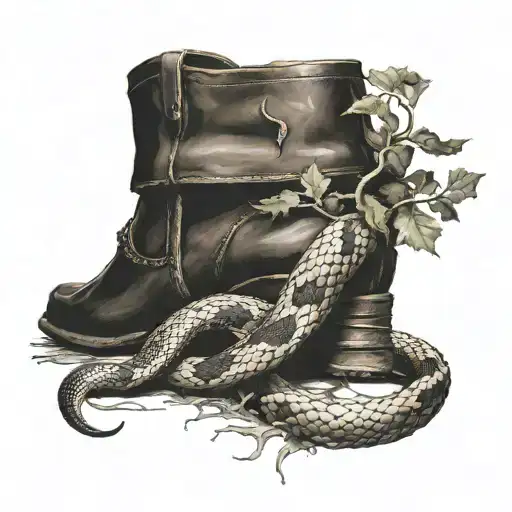 Wounded Human Heel Beside Dead Snake