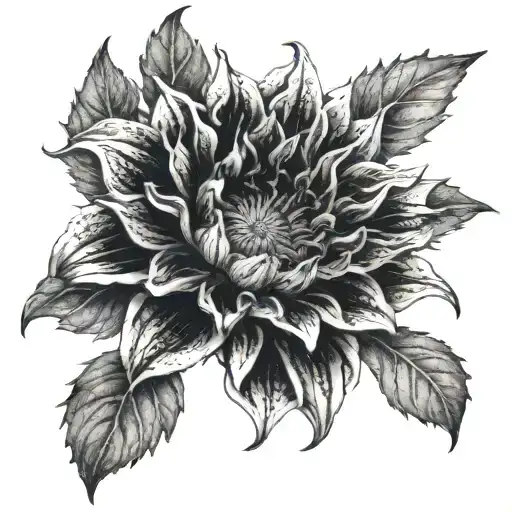 Black Dahlia Flower With Sharp Teeth