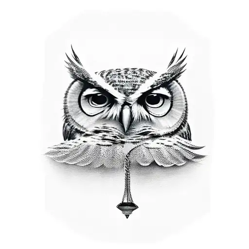 Greathorned Owl Carrying The Scale Of Justice