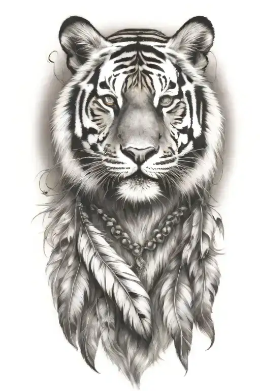 Tiger With Feathers Dangling