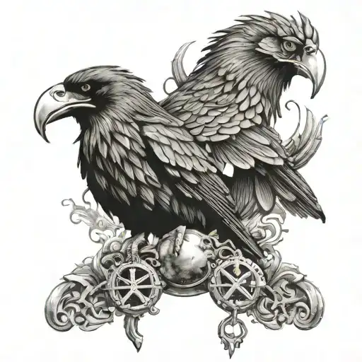 Odin With Raven And Drakkar