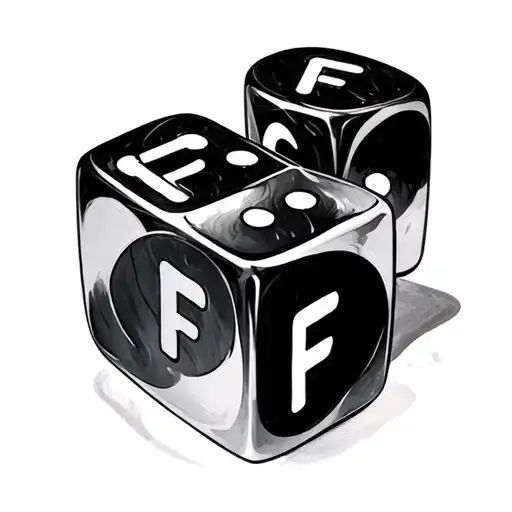 Two Dice Rolling With Letter F On Each Side