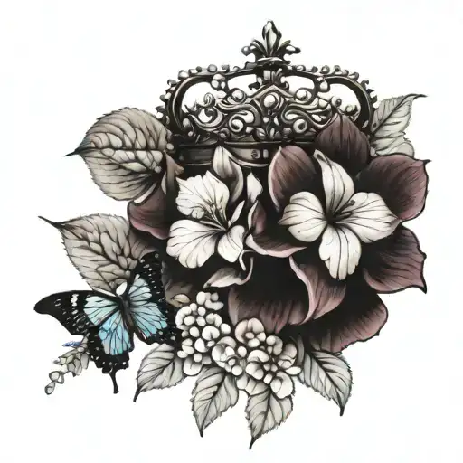 Crown And Hydrangea Flowers