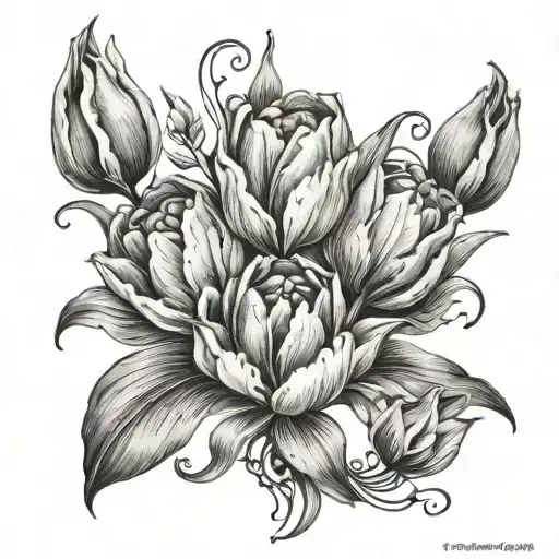 Tulips And Zodiac Sign Intertwined