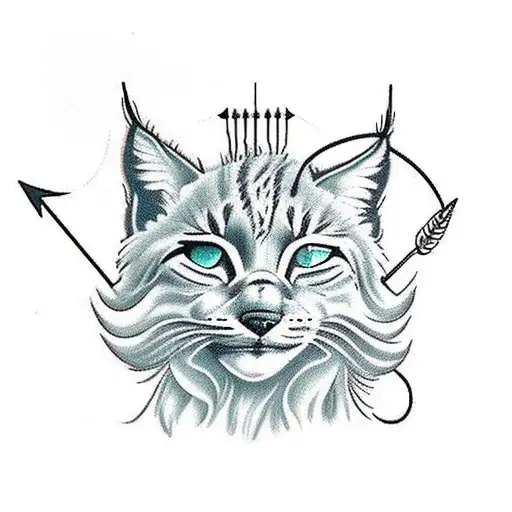 Leg Ankle And Lynx Braclet With Flowers And Arrow