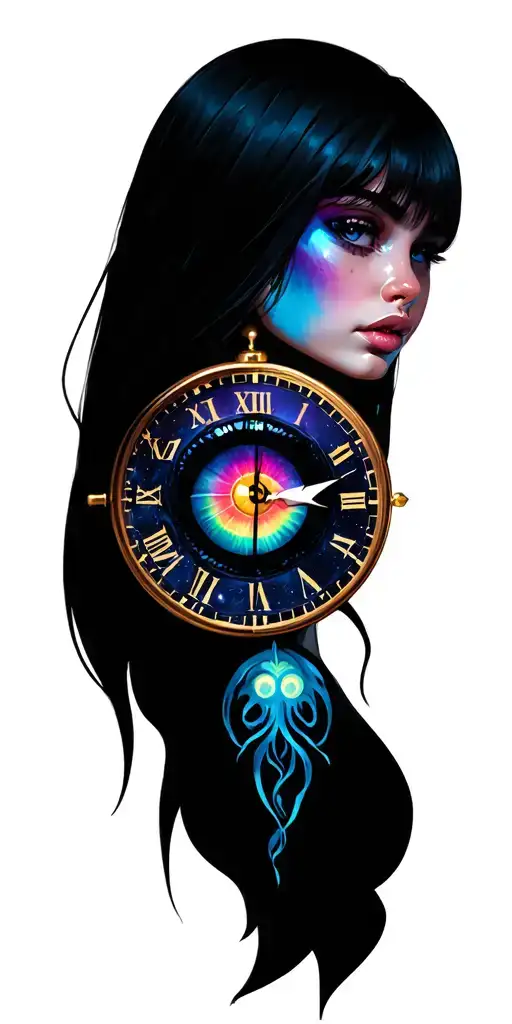 Colorful Eye Nordic Clock Face Sexy Girl
