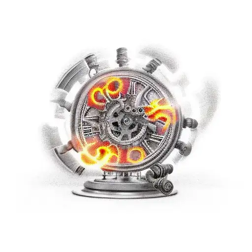 A Steampunk Gear Spinning With Fire Escaping The Wheel Like It Is On Fire