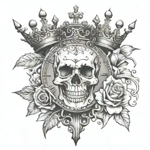 Clock With A Skull Wearing A Crown