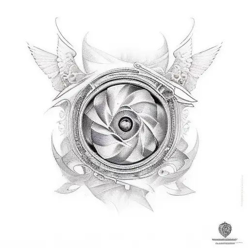 A Realistic Tattoo Design Incorporating Elements Of Clothing And Music