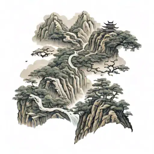 A Mountain Range In China With A Hidden Dragon Silhouette