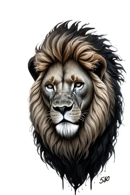 Sad Lion With The Number 580 Somewhere