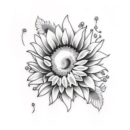 Sunflower And Cherry Blossoms