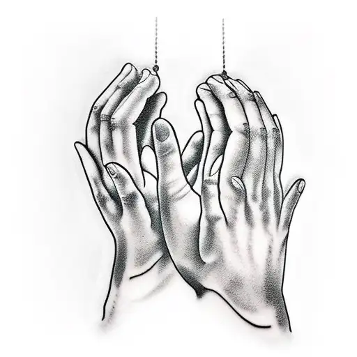 Praying Hands And Rosary Inside Stained Glass
