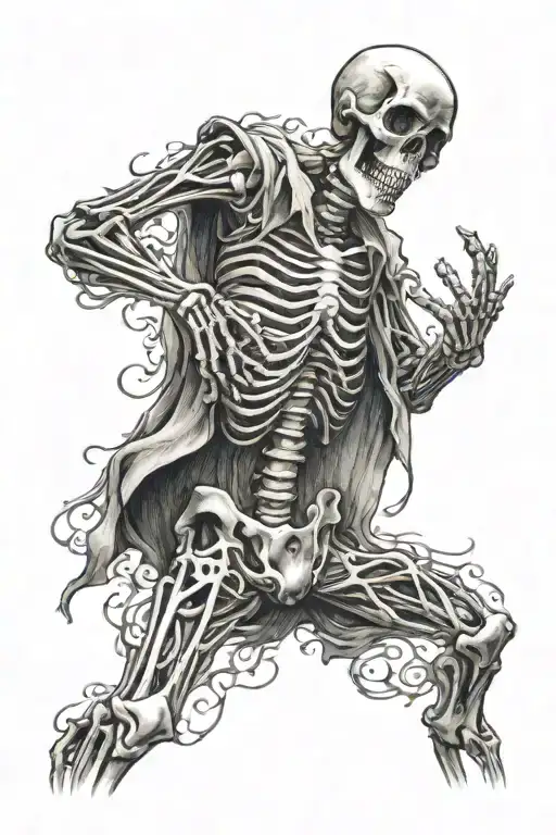 Dancing Skeleton With His Arms Up