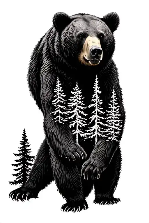 Forearm Bear Silhouette Forest
