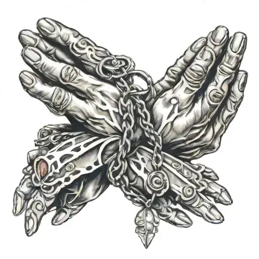 Praying Hands And Necklace Wrapped