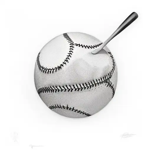 A Realistic Portrait Of A Rounders Player Swinging A Bat