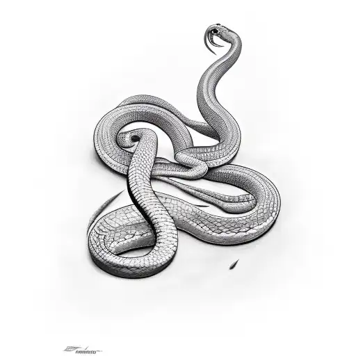 Snake Coiling Around A Trident