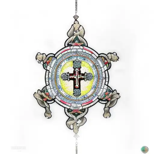 Praying Hands And Rosary Inside Stained Glass