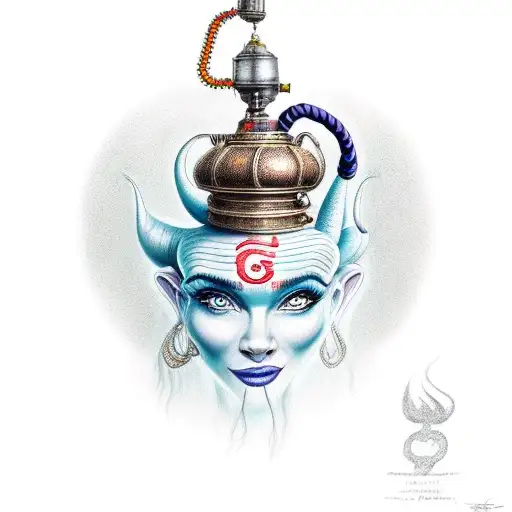 A Realistic Portrait Of A Genie Coming Out Of A Lamp