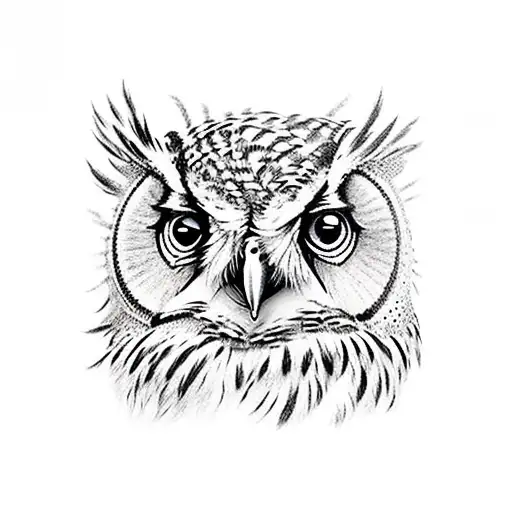 An Owl Tattoo With Intricate Ornament Details