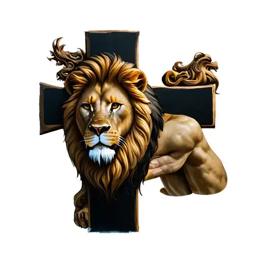 Lion And Christian Cross