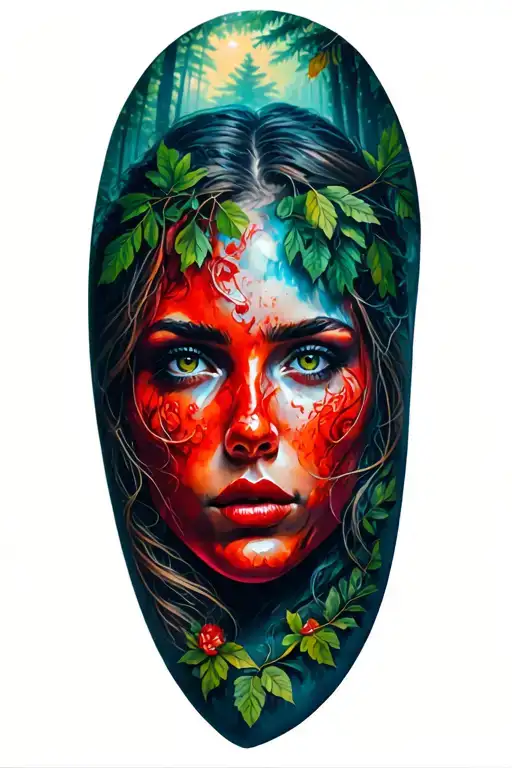 Calabera With A Scarlet And Forest Background