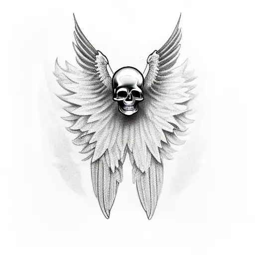 One Large Wing And At The End A Skull And At The Tip Of The Wing Hangs A Hourglass