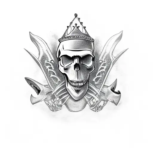 Skull With Crown And Shark