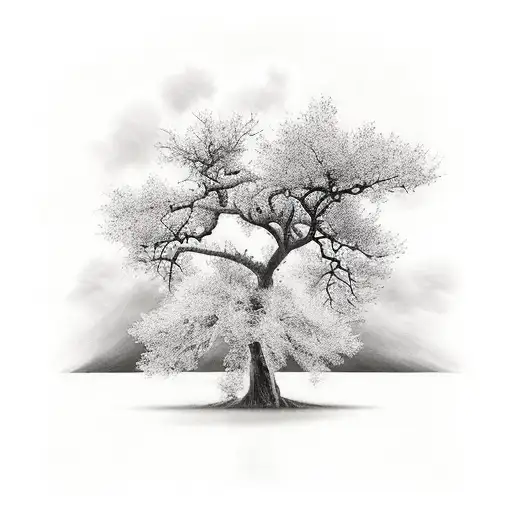 Old Tree With Cross Graved In The Trunc