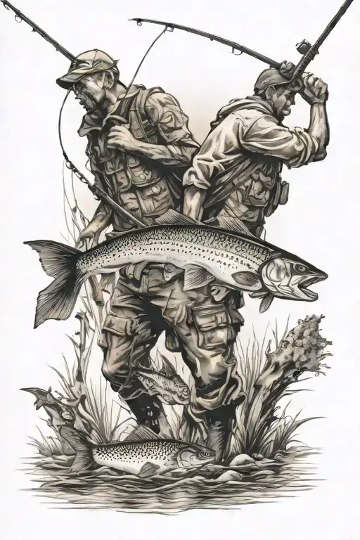 2 Guys Fishing Scene