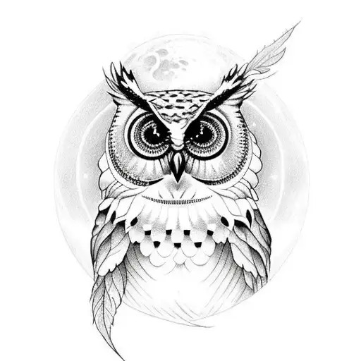 Roses With Owl And Moon