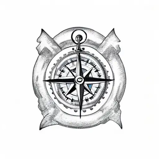 Shark With Anchor And A Compass And Clock And Skull With Crown Sleeve