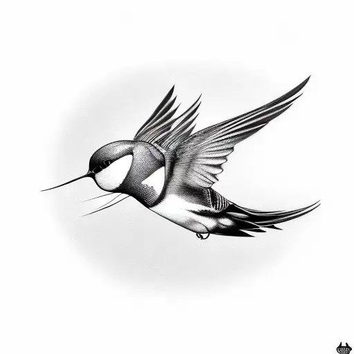 Swallow Tattoo In Black And White