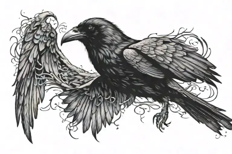 A Raven With A Spread